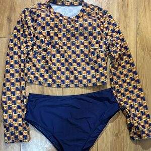 Geometric Long Sleeve Bikini Set
